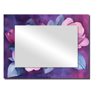 Purple Twilight Glow Of Watercolor Roses - Floral Mirror Wall Art - Printed On Metal