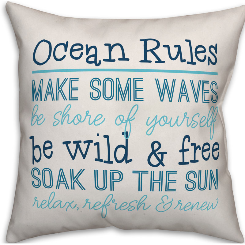  Ocean Rules Indoor/Outdoor Throw Pillow