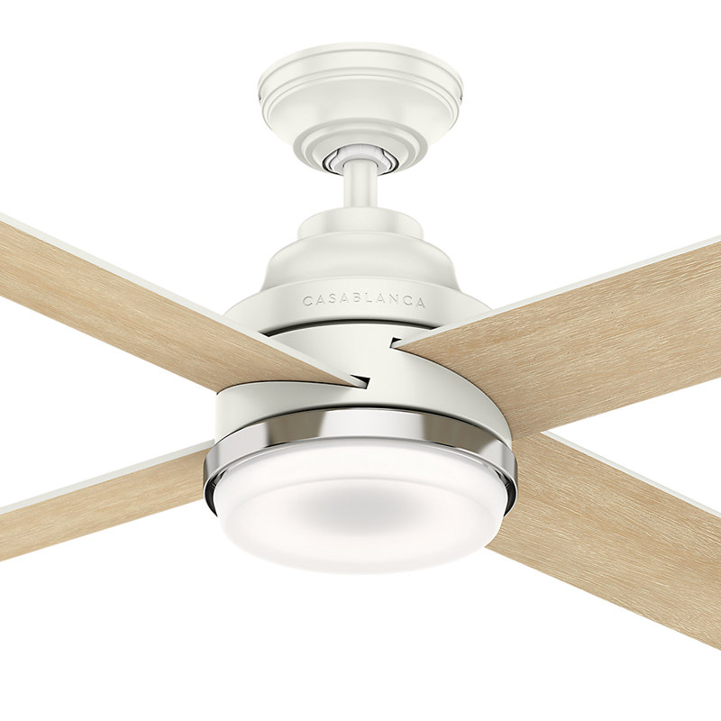 54" Daphne 4 - Blade LED Standard Ceiling Fan with Wall Control and Light Kit Included, Fresh White