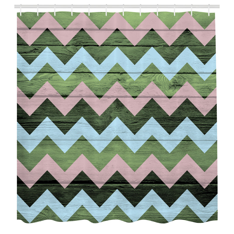Chevron Shower Curtain with Hooks Included, Pale Pink, 84"H x 69"W