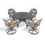 Ensemble de salle à manger 7 pièces en aluminium coulé toutes saisons comprenant 6 chaises pivotantes et une table ronde de 47,24 po avec cadre-1149280313