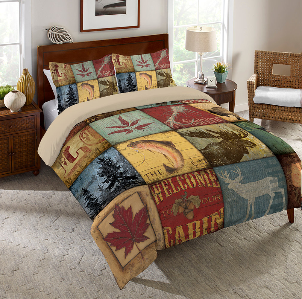 Lodge Patch Rustic Cotton Machine Woven Patchwork Comforter Laural Home 