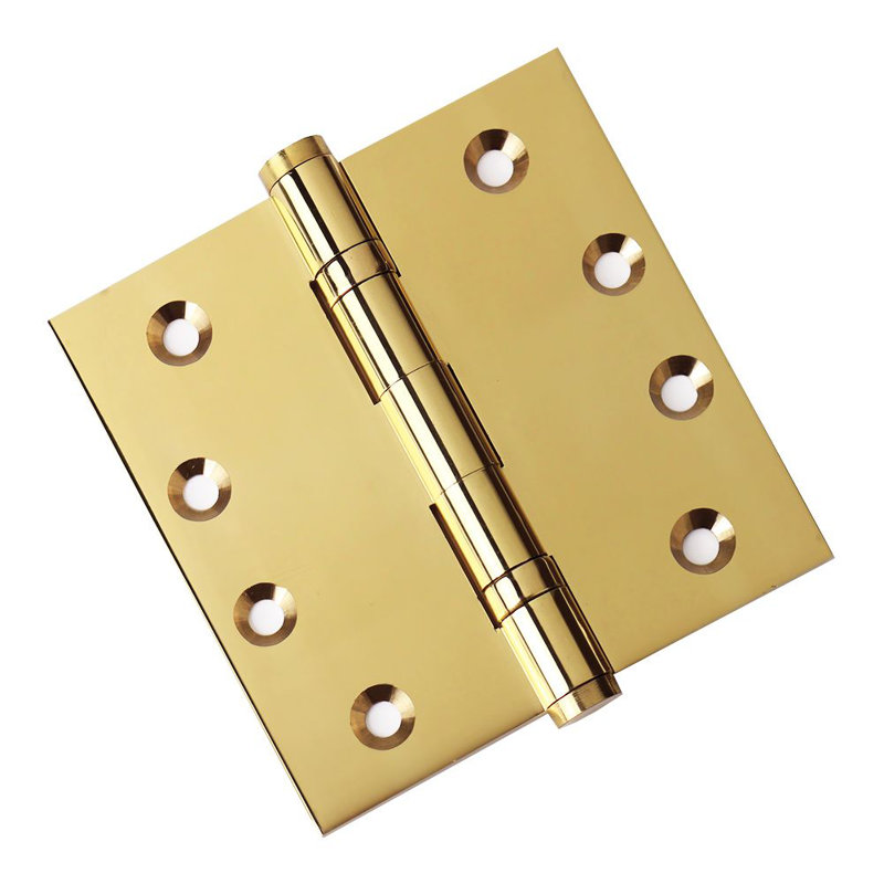 4" H x 4" W Solid Brass Ball Bearing Single Butt Door Hinge, Polished Brass