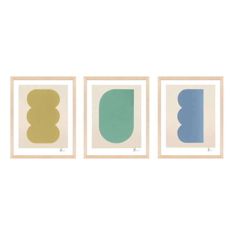 Keyhole 4-6. Set Of 3 Painting by Lee Lessem, 25" H x 20" W x 1.25" D, Maple Framed