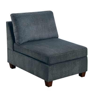 Modular 3Pc Armchair In Gray Chenille Fabric And Wood Frame , Fabric, Joined