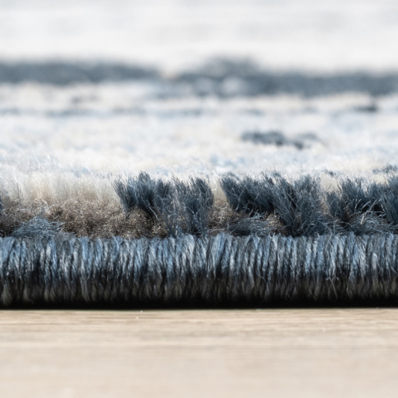 Obsidian Vintage Medallion Midnight Blue Area Rug with Fringe, Rectangle 5'3" x 7'3"