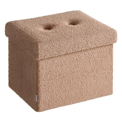 Small Folding Storage Ottoman, Foot Rest Stool, 12.2 X 16.1 X 12.2 Inches, Ottoman With Storage, For Living Room, Bedroom, Dorm