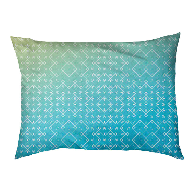 Coussin Campion, Grand - L 52 po x l 42 po, Bleu sarcelle/jaune