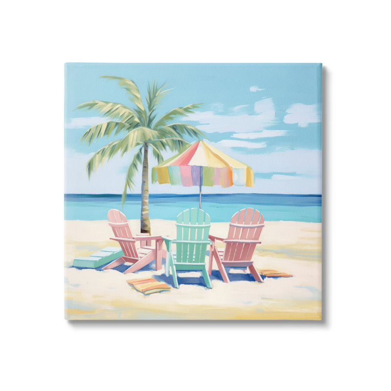 Scène de parasol pastel, H 17 po x l 17 po x P 1,5 po