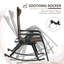 Ensemble de 2 chaises berçantes pour l'extérieur Outsunny, chaise berçante inclinable et inclinable pliable avec coussin, porte-gobelet et téléphone, pieds combinés, brun