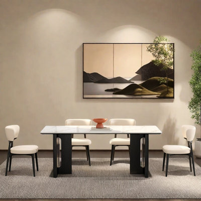 Petite table de salle à manger rectangulaire rétro et chaise