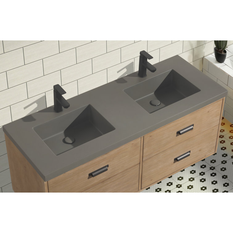 Lark Manor Wellsville 55'' Double Bathroom Vanity with Quartz Top