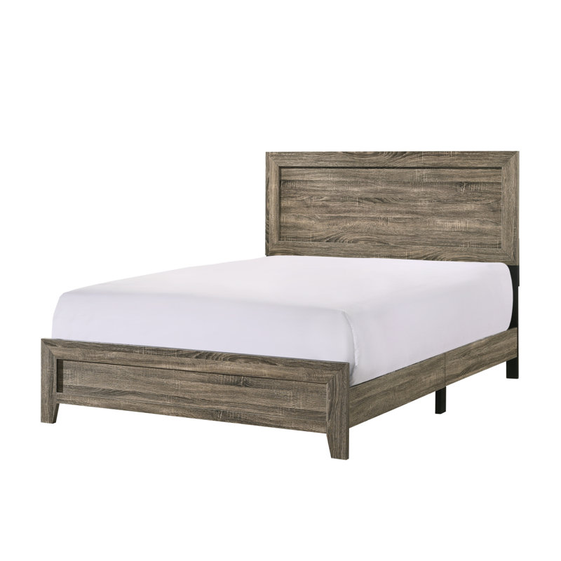 Structure de lit en tissu 1pc avec tête de lit, Gris, Grand lit