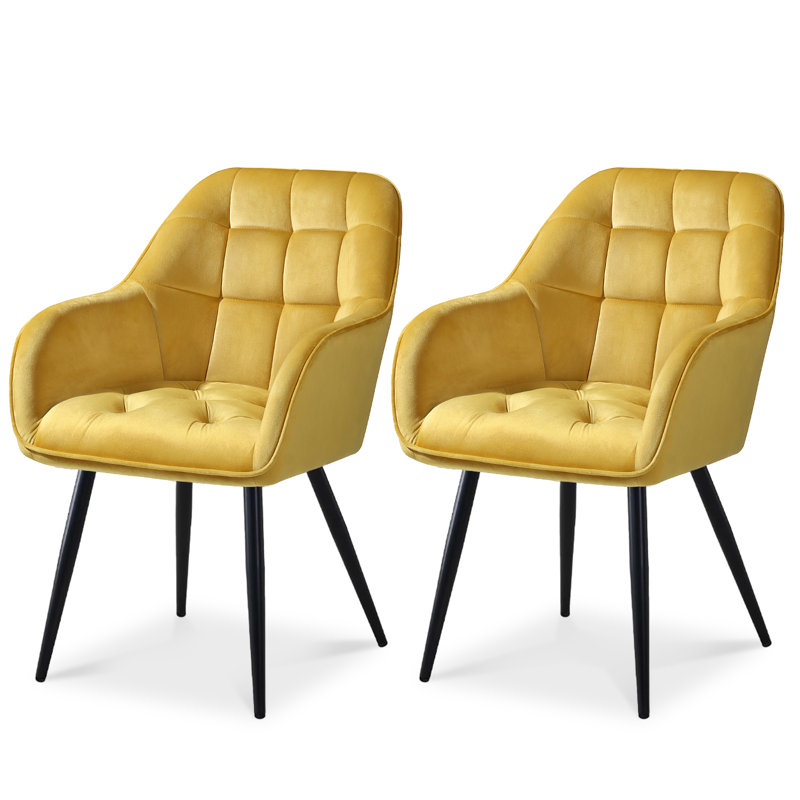 ELUCHANG Kitchen Dining Chair Set of 2 with Arms, Backrest, Velvet Thick Padded Upholstered, Vanity Chair, for Dining Room, Living Room, Dressing Table, Lounge