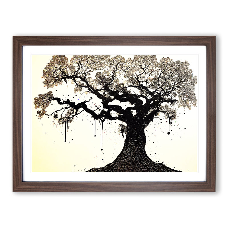 Beautiful Oak Tree - Single Picture Frame Print, 46cm H x 64cm W x 2cm D, Walnut Framed