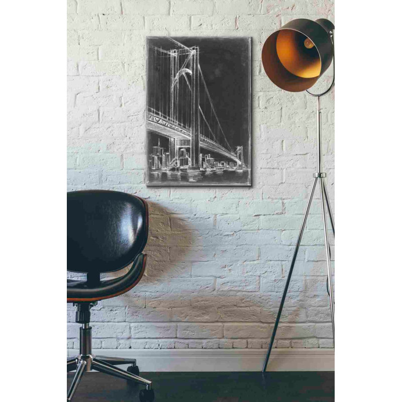 «Red Bridge Barrel II» par Ethan Harper, art mural rouge sur toile, H 26 po x l 18 po x P 0,75 po