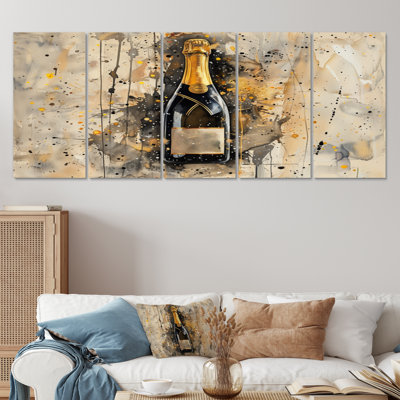 Gold Black Luxe Champagne Showers II - Champagne Wall Art Print Set