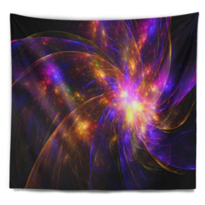 Tapisserie de motif abstract fractal star, H 32 po x l 39 po