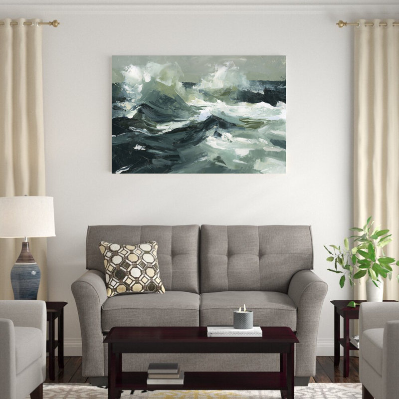 «Choppy Ocean View I» par Emma Caroline - peinture sur toile tendue, H 32 po x l 48 po