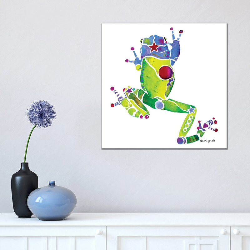 Frog Spring Green by Jo Lynch - Wrapped Canvas Gallery-Wrapped Canvas Giclée, 45.72cm H x 45.72cm W