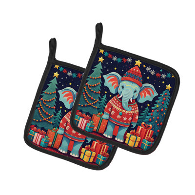 Paire de poignées éléphant de Noël