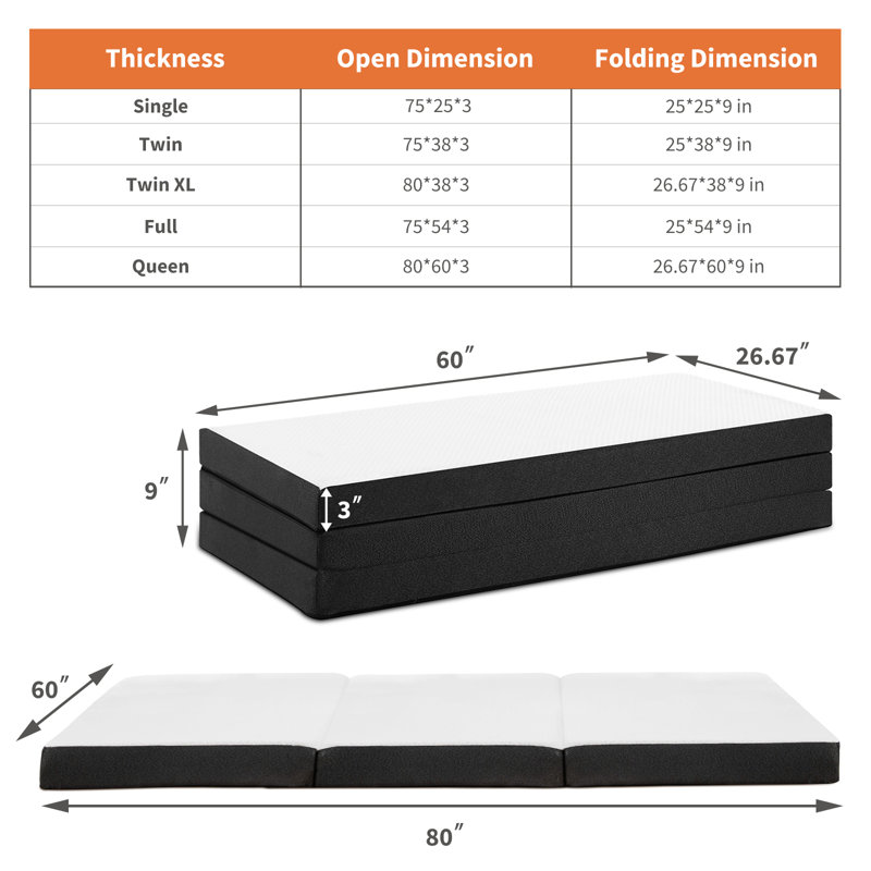 Matelas triple en mousse viscoélastique, Grand lit