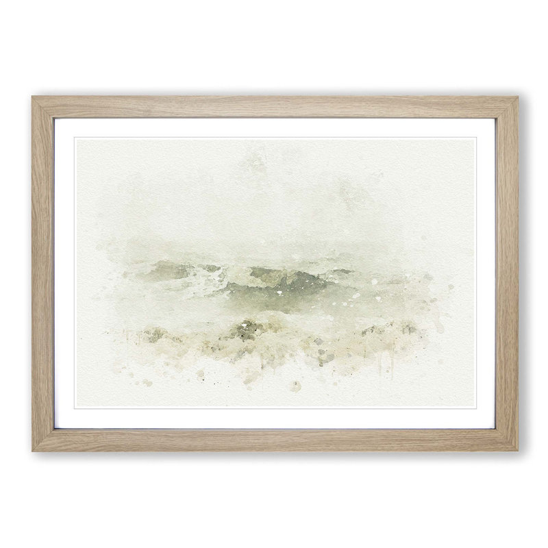 Sea Waves in Iceland in Abstract - Picture Frame Graphic Art Print, Oak, 50cm H x 76cm W x 2cm D
