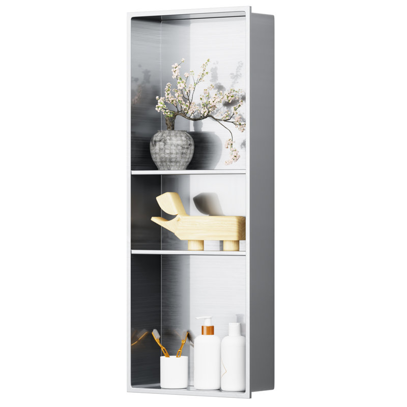 13 In. W X 31 In. H X 4 In. D Stainless Steel Triple Shower Niche Set Recessed Niche Shower For Bathroom Storage