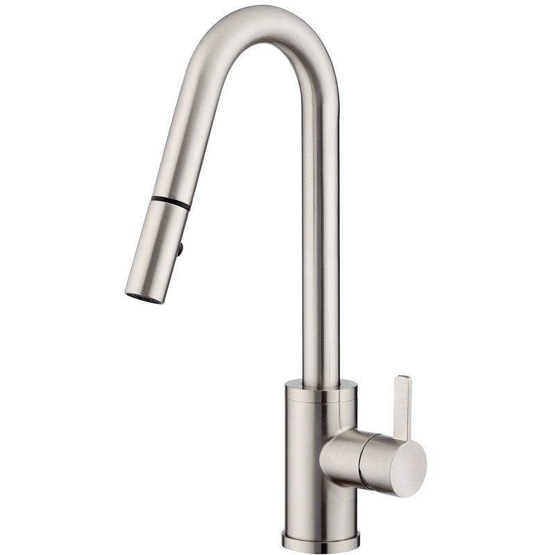 Robinet de cuisine à poignée simple avec jet latéral Amalfi, Acier inoxydable