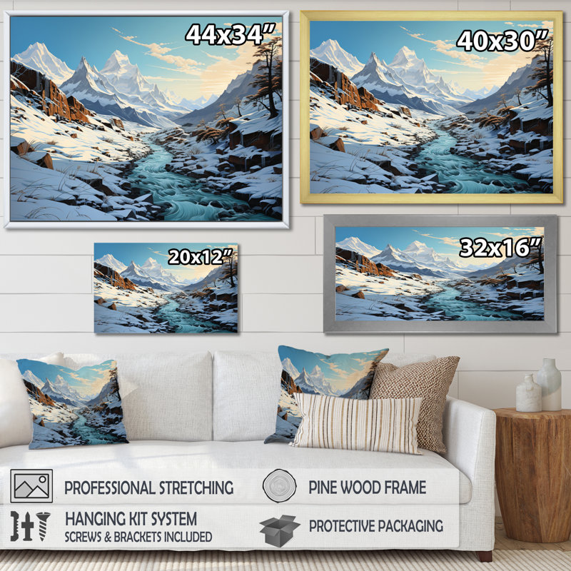 Beryle Glacier Frozen Majesty Winter I - reproduction, 24" H x 32" W, Cadre flottant blanc