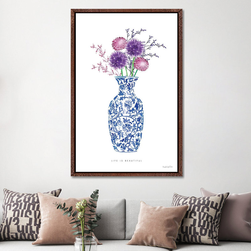 Chinoiserie Style II 1 Piece Painting on Canvas, 152.5 cm H x 101.5 cm W, Classic Brown Wood Framed