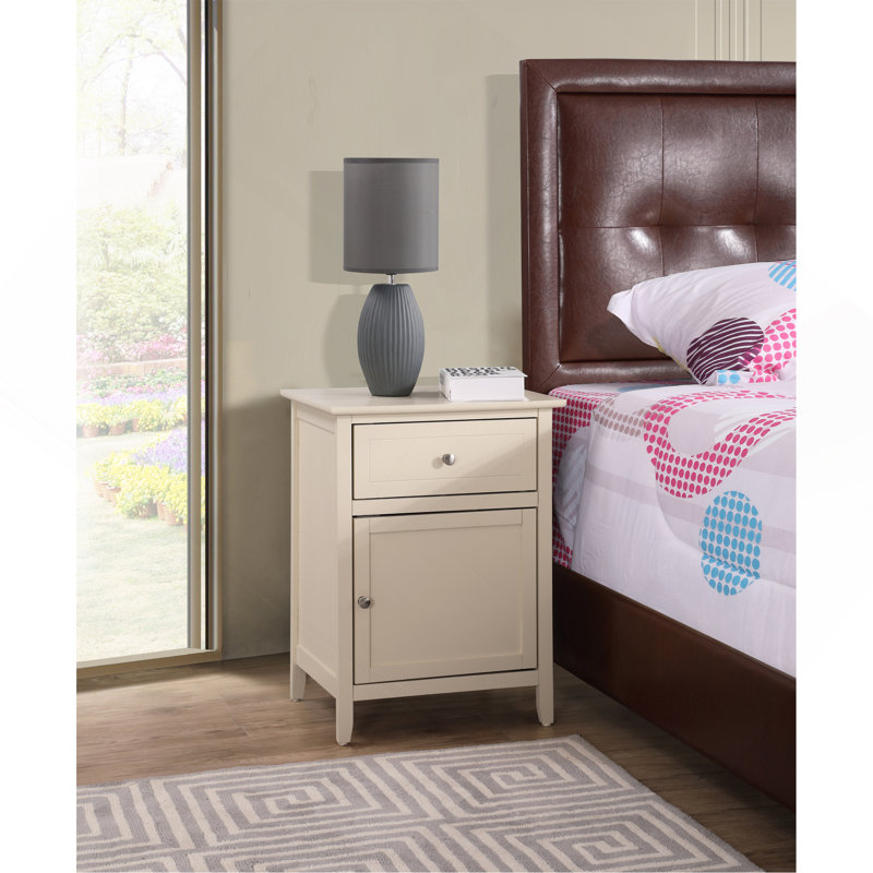 Charming Transitional Nightstand In Beige, Beige