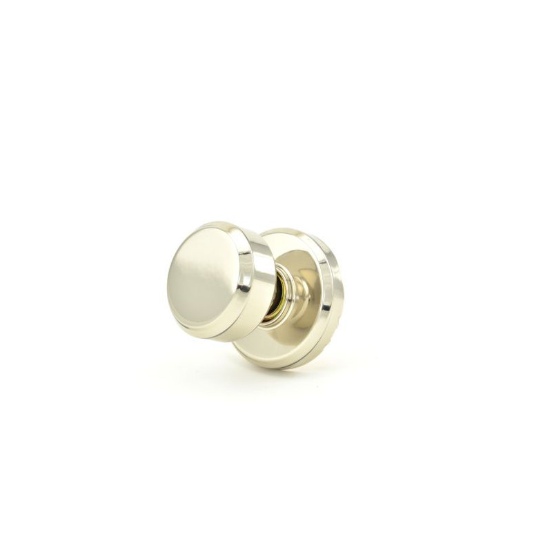 Bowery Knob with Greyson Trim Non-Turning Lock, Bright Nickel
