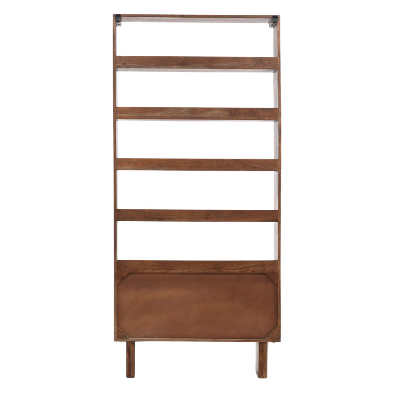 Silvie 5-Tier Acacia Bookcase, Walnut