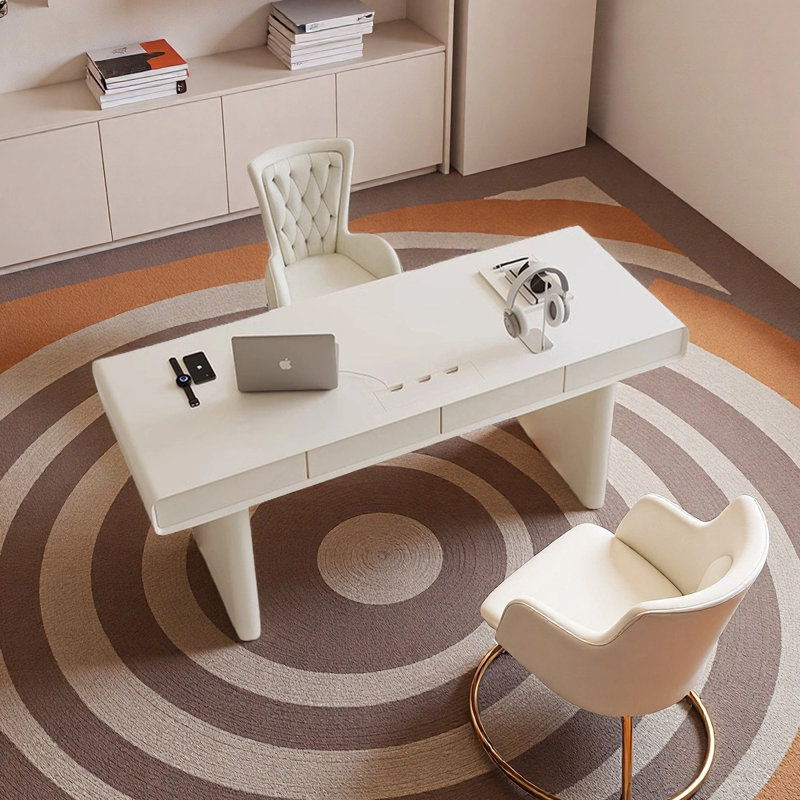 Bureau de couleur crème, H 29,53 po x l 55,12 po x P 27,56 po