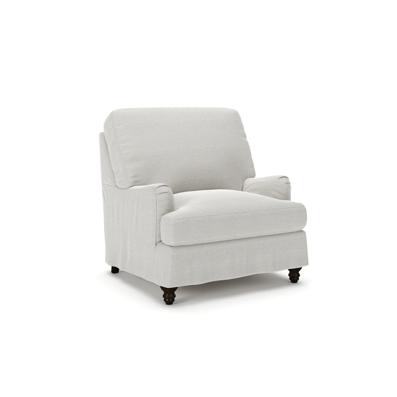 Walters Slipcovered Chair, Drusky Ivory Sustain® Basketweave