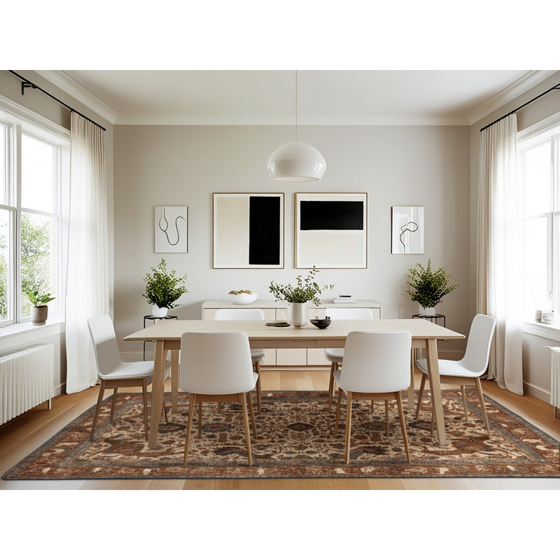 Machine Washable Persian Brown Area Rug, Rectangle 7' x 10'