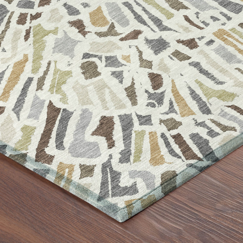 Machine Washable Indoor/Outdoor Chantille ACN2514 Modern Rug, Ivory, Rectangle 2'6" x 3'10"