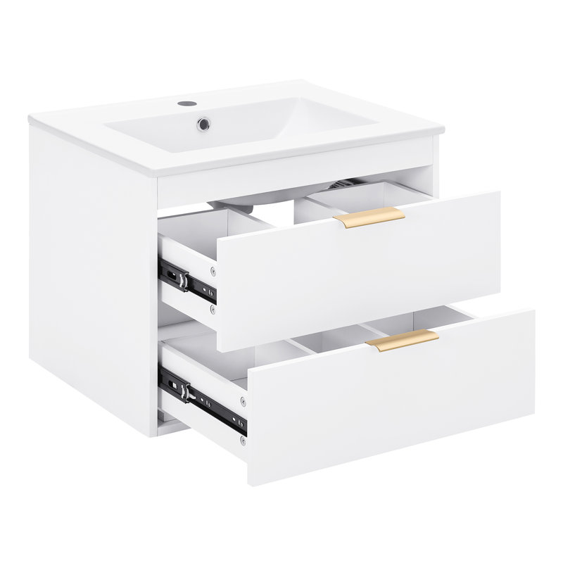Base de meuble-lavabo mural simple 24 po blanc seulement