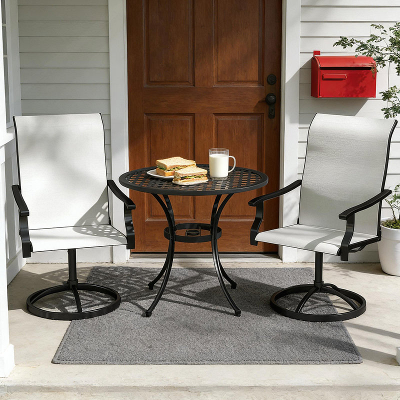 Ensemble de 2 chaises d'extérieur, chaises pivotantes, Blanc