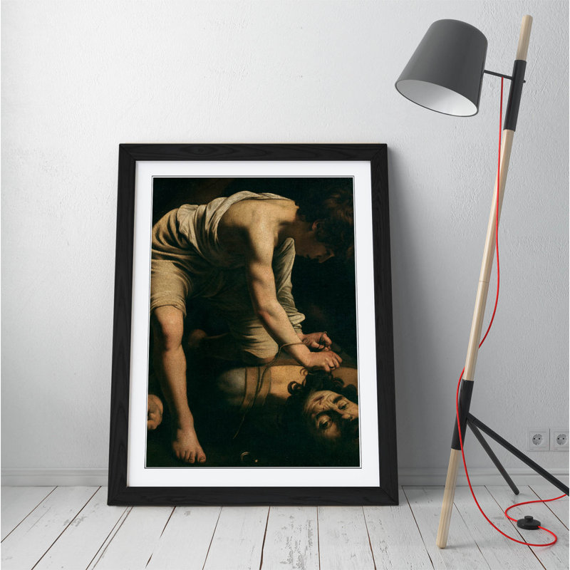 Caravaggio David And Goliath - Single Picture Frame Print on Canvas, Black, 35cm H x 26cm W 