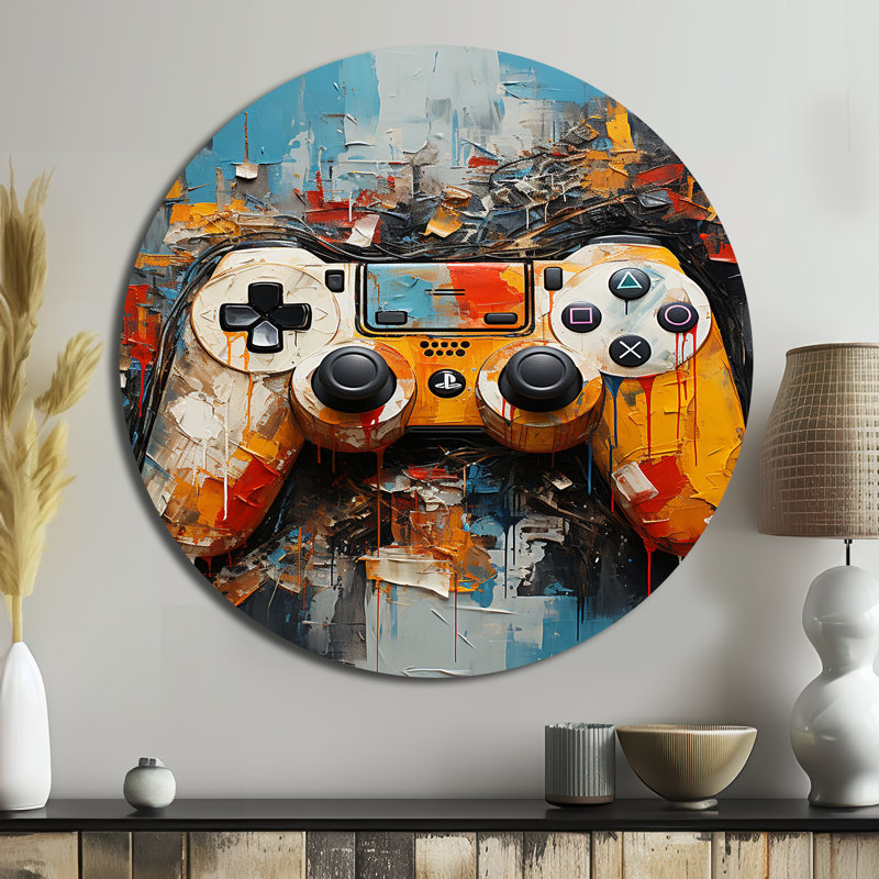 Jeu vidéo coloré, Delight II - Fashion Round Metal Art, 23" H x 23" W