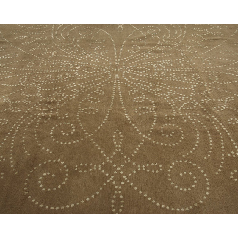 Tiara Hand Woven Silk and Wool Floral Area Rug, Rectangle 6' x 9'