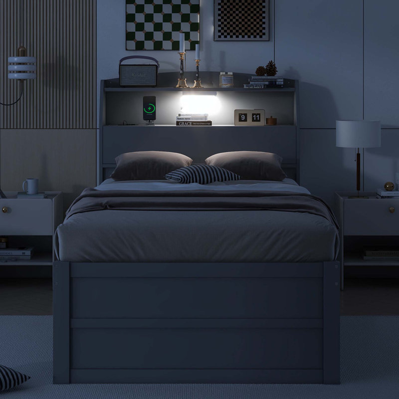 Lit pour chambre à coucher, gris