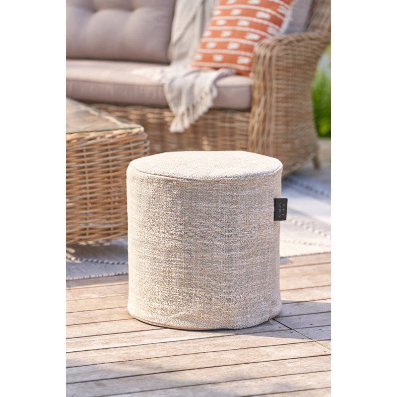 Cosipouf 45cm Wide Round Chevron Pouf Ottoman, Beige