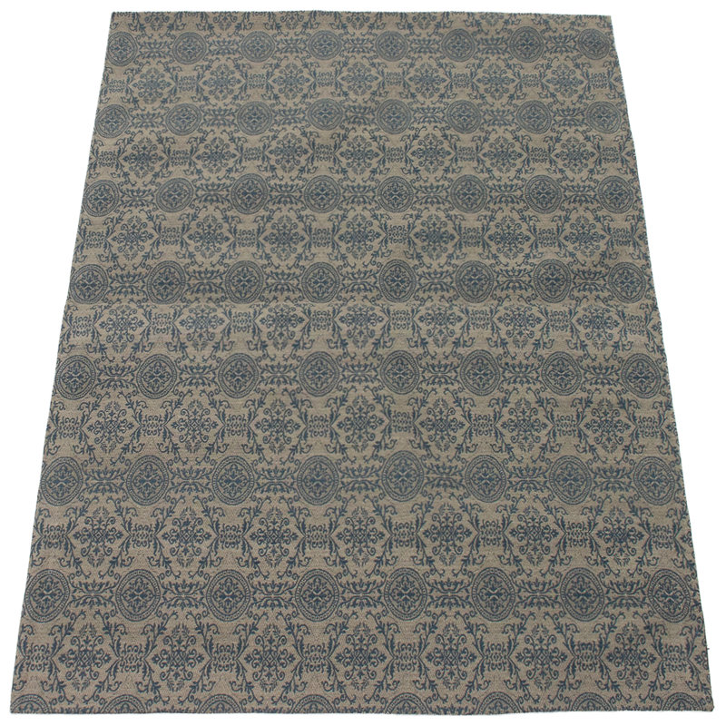 Tapis oriental gris foncé / bleu marine touffeté à la main Haverhille, Rectangle 4 pi 9 po x 6 pi 10 po