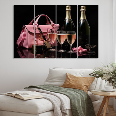 Pink Fashion Bag & Champagne II Fashion Wall Decor on Metal