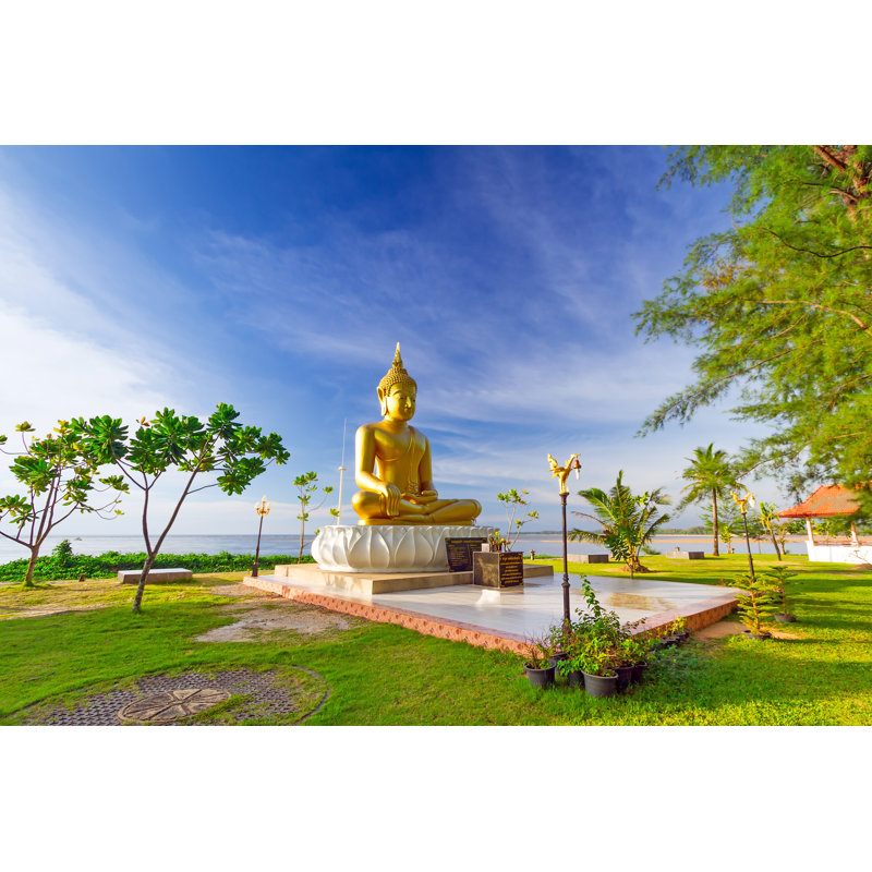 Statue Of Golden Buddha At The Sea by Patryk Kosmider - Wrapped Canvas Print, 51cm H x 76cm W x 3.8cm D