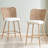 Rattan Counter Height Bar Stools,26inch-upholstered Boucle Fabric Barstools With Pe Rattan Cane Back, Wicker Bar Chairs Counter Stools For Kitchen Island,cream White Set Of 2