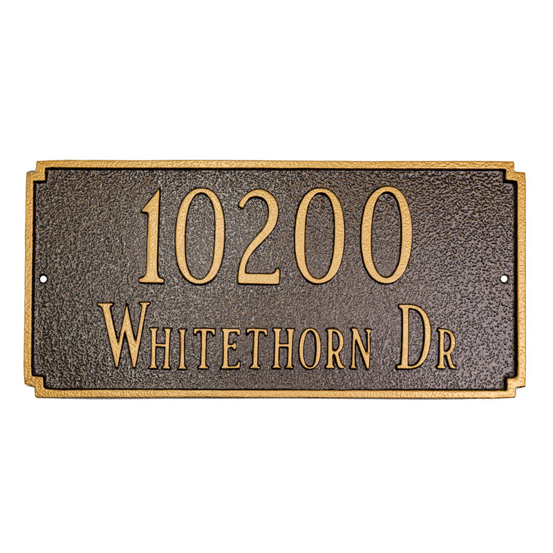 Plaque d’adresse murale sur 1 ligne madison, Bronze / or vieilli